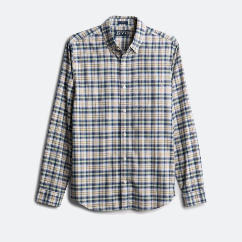 RYE Men's Blue and Yellow Plaid  Shirt, NWT, Size XL